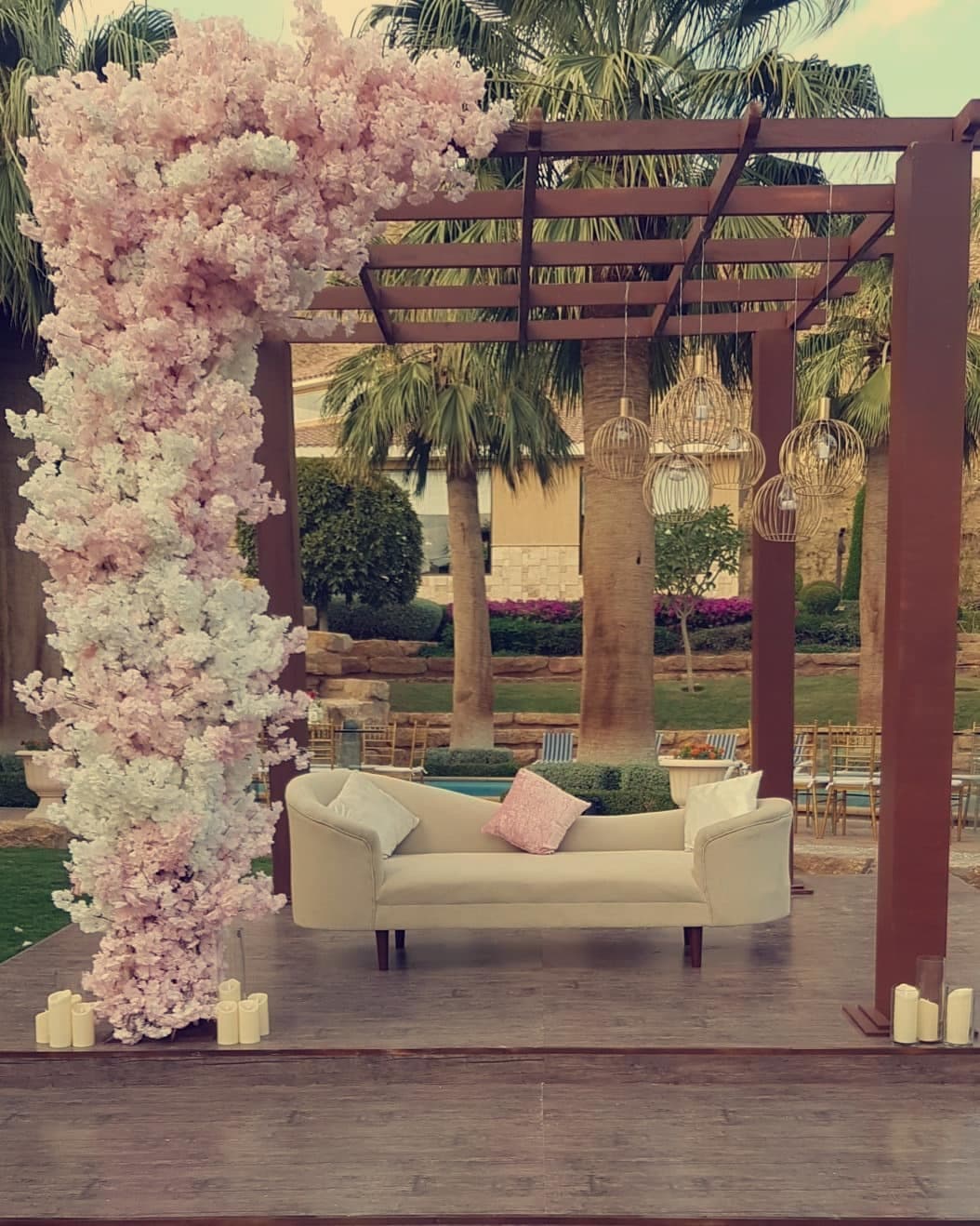 Garden blossom pergola setting